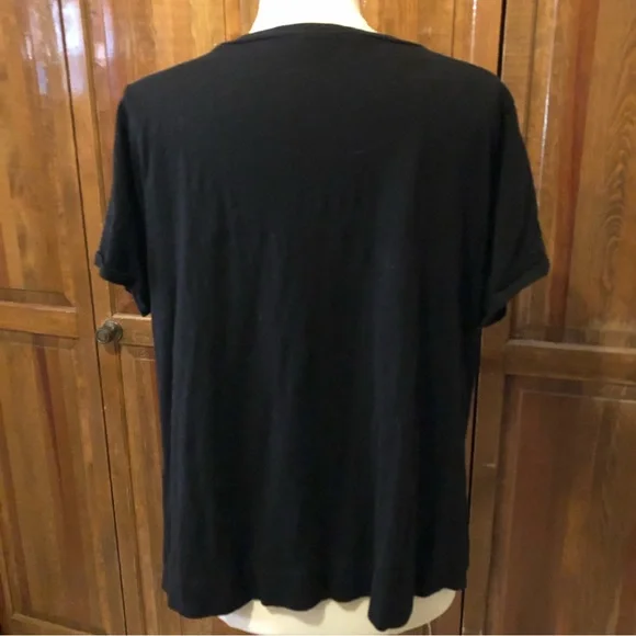 Jones New York Signature Woman Black Beaded V-Neck T-Shirt, 1X - Picture 5 of 10